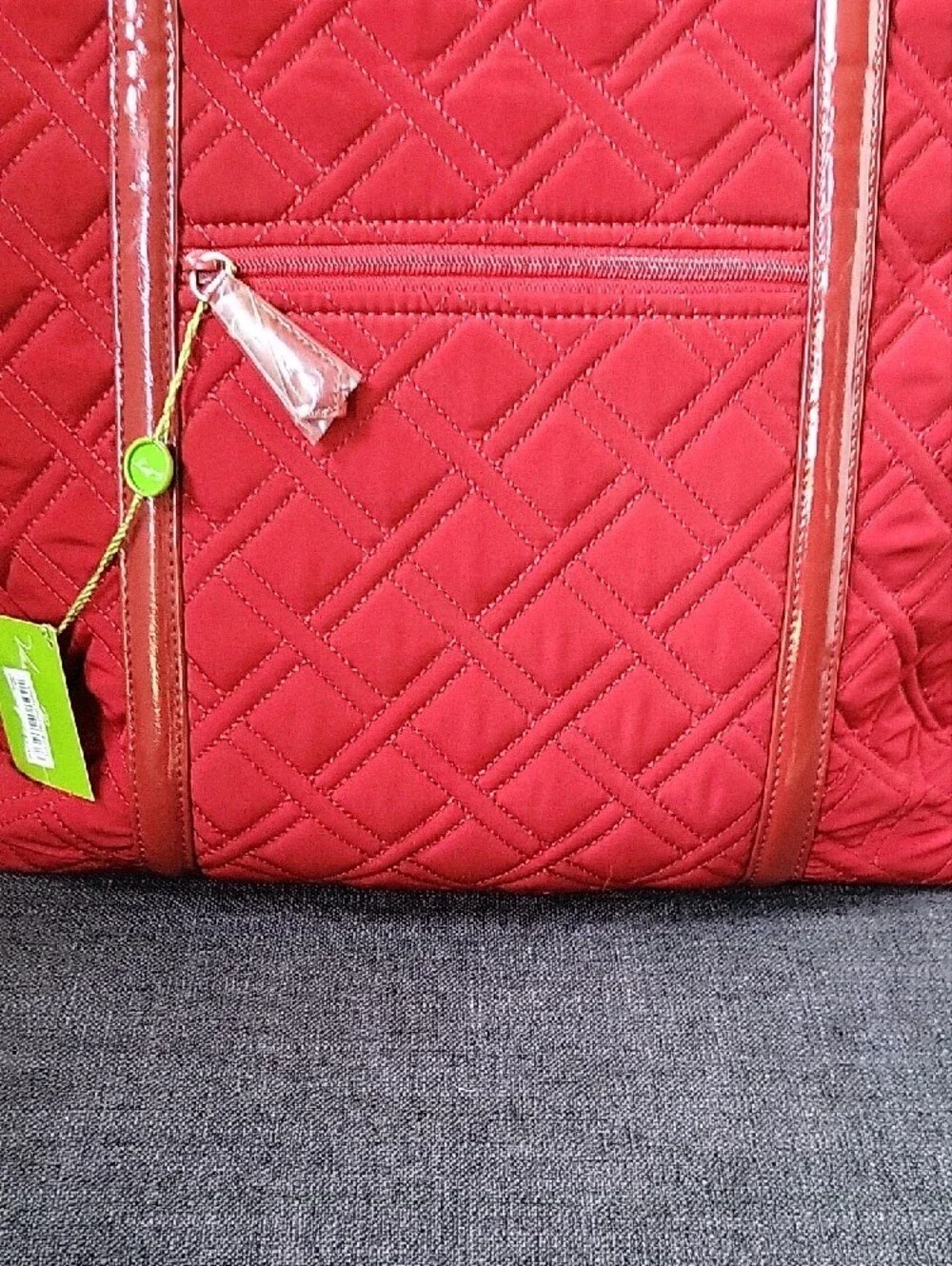 Vera Bradley Trimmed Vera Tote Tango Red Quilted NWT